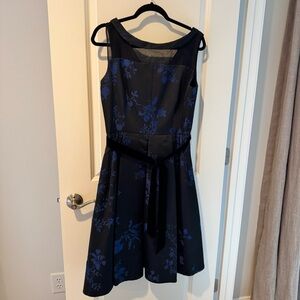 Oscar de la Renta Black and Blue Mini Dress | Size 12